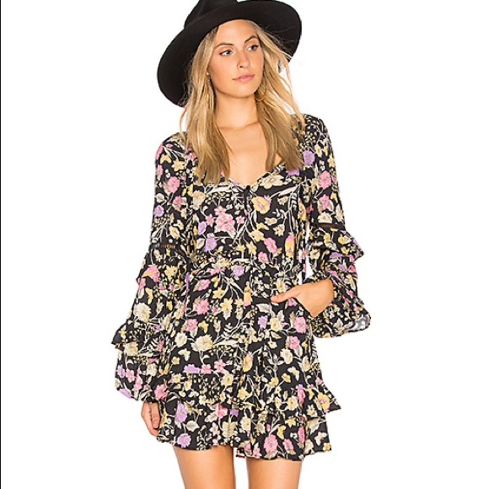 NWT Spell Sayulita Frill Mini dress Nightshade, XS